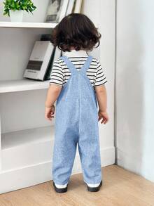 Newborn Baby Boy Blue Gray Bib Jumpsuit,Summer Casual Preppy Family Matching Outfit For Birthday Party,Wedding,Baptism,Performance&1st Birthday Shower - Dusty Blue - View 2