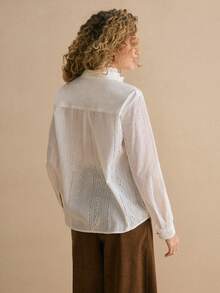 MOTF PREMIUM RUFFLE NECK SCHIFFY BLOUSE,CHIC BLOUSE - White - View 4