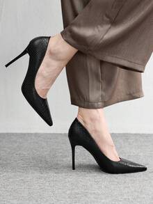 CUCCOO BIZCHIC New Versatile Pointed Toe High Heels For Women Valentine's Day - Graphite Black - View 3