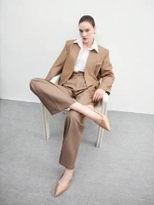 CUCCOO BIZCHIC Tacones altos de moda versátiles de uso diario con diseño de hebilla y punta afilada para mujer - Albaricoque - Ver 6