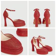 CUCCOO LuxiPop Women's Platform Fashion Buckle Design High Heels Are Suitable For Party Occasions - Red - View 6