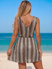 Swim Lushoire Đầm đi biển không tay cổ chữ V nhiều màu sắc dành cho nữ, chất liệu ren, buộc dây, thích hợp cho mùa xuân/hè. - Nhiều màu - Xem 2