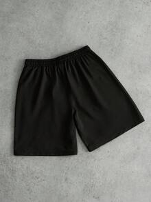 PAVTROS 男士十字绣抽绳腰带口袋休闲短裤 - 黑色 - 查看 2