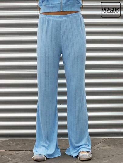 COUREZ Low Rise Pointelle Blue Joggers Y2K Vintage