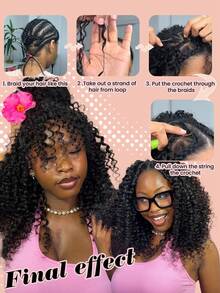 Boho Braids 女士卷曲钩编人发，无结，50克/150克/250克，预先分离的羽毛钩编发，蓬松卷曲，隐形12A级轻盈人发接发，自然黑色