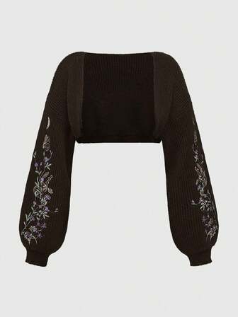 Goth Cardigan corto taglie forti con ricamo botanico e serpente in stile gotico