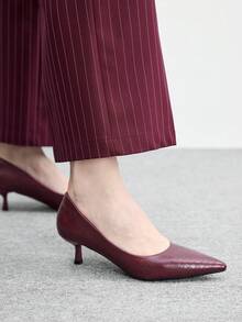 CUCCOO BIZCHIC Giày cao gót mũi nhọn thanh lịch dành cho nữ, thích hợp cho việc đi lại hàng ngày và thời trang. - Màu Đỏ Sâu - Xem 5