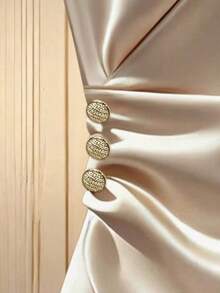 Franclia Plus Size Women Solid Color Pleated Button Design Elegant Camisole - Apricot - View 3