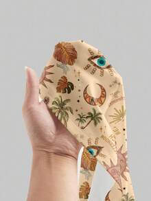 ROMWE Fairycore Đầm nữ dáng chữ A cổ chữ V xếp ly họa tiết cây cọ, phong cách hippie, thích hợp cho kỳ nghỉ. - Màu Khaki - Xem 6