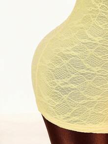 Amplova Bộ áo liền quần nữ thời trang gợi cảm, màu trơn, hở lưng, cổ yếm - Màu vàng - Xem 7