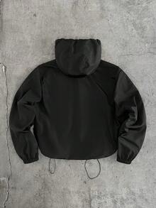 AXEPEAK Áo khoác dài tay có mũ trùm đầu, phối màu tương phản dành cho nam. - màu đen - Xem 2