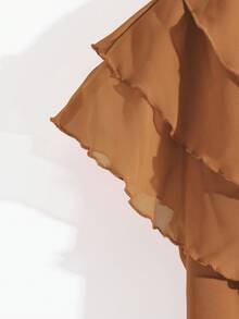 SHEIN Franclia 2pcs Women Ruffle V-Neck Top And Pleated Pocket Pants Set - Multicolor - View 4