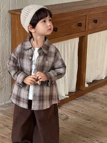 DAZY 男童休闲格子衬衫套装，宽松版型，日系风格，秋季款