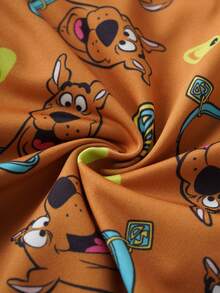 SCOOBY-DOO X SHEIN 3pcs/Pack Men's Comfortable Soft Cartoon Pattern Trunks - Brown - View 3