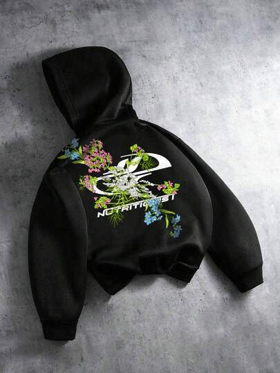 Sweat-shirt à capuche décontracté pour hommes avec motif floral