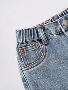 SHEIN Baby GirlBlue Denim Loose Ripped Jeans - Light Wash - View 3