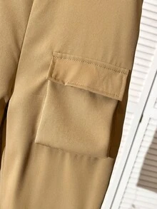 Young Boys' Utility Pocket Bib Overall Pants,Fashionable Functional Kids Casual Jumpsuit With Adjustable Straps,Comfortable Multi-Pocket Workwear - Khaki - View 4