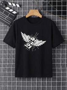 Hombre camiseta urbana oversize estampado gráfico moderno tejido suave corte holgado cuello redondo manga corta primavera verano uso diario - Negro - Ver 2