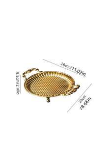 Cirelle Golden Handled Display Tray - European Style Round Tray For Luxury Jewelry & Perfume, Vanity Centerpiece Decoration - Multicolor - View 8