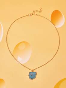 TOM & JERRY X SHEIN 1pc Cartoon Element Printed Zinc Alloy Necklace, Luxurious Niche, Casual Chic, Suitable For Parties, Concerts, Festivals - Gold - View 4