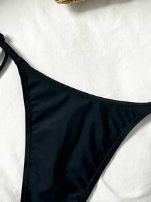 Swim Lushoire Women's Vacation Beach Tie-Up Swimsuit Bottom - Black - View 4