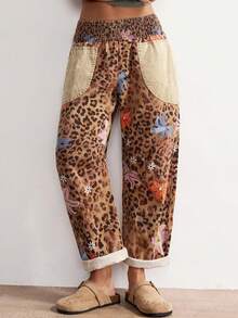 Bohemela 休闲豹纹宽松女裤，适合度假穿着 - 彩色 - 查看 4