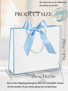 1/5 chiếc - Túi quà tặng bằng giấy Kraft kiểu ngang, túi mua sắm, túi đóng gói có tay cầm, túi xách trang trí nơ, túi đựng kẹo Halloween, túi giấy màu trắng dung tích lớn, túi đựng quà tặng Halloween, Lễ Tạ ơn, Giáng sinh, Năm mới, Đám cưới, Sinh nhật. - Màu xanh nhạt - Xem 7