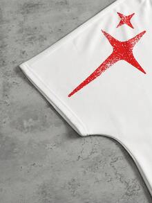 ROMWE MEN Men's Loose Anime Character Print Short Sleeve T-Shirt - White - View 6