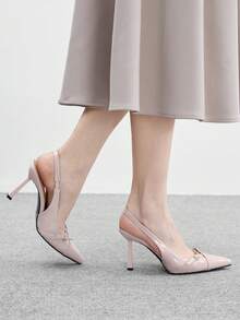 CUCCOO BIZCHIC Women's Shoes Back Strap Resumed Work Light Purple Closed Toe Cross Strap Fashionable Versatile High-Heeled Shoes - Purple - View 5