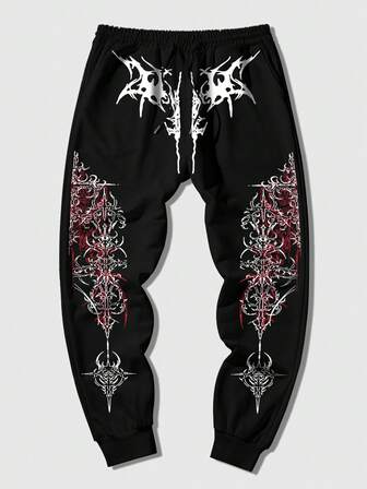 Street Life Pantaloni casual da uomo con vita elastica, coulisse e stampa