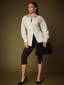 Vixey 条纹茧型长袖系带蝴蝶结纽扣上衣 - 彩色 - 查看 3