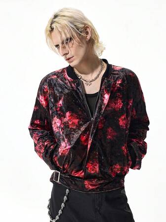 Street Life Chaqueta de terciopelo con estampado floral vintage para hombre, otoño