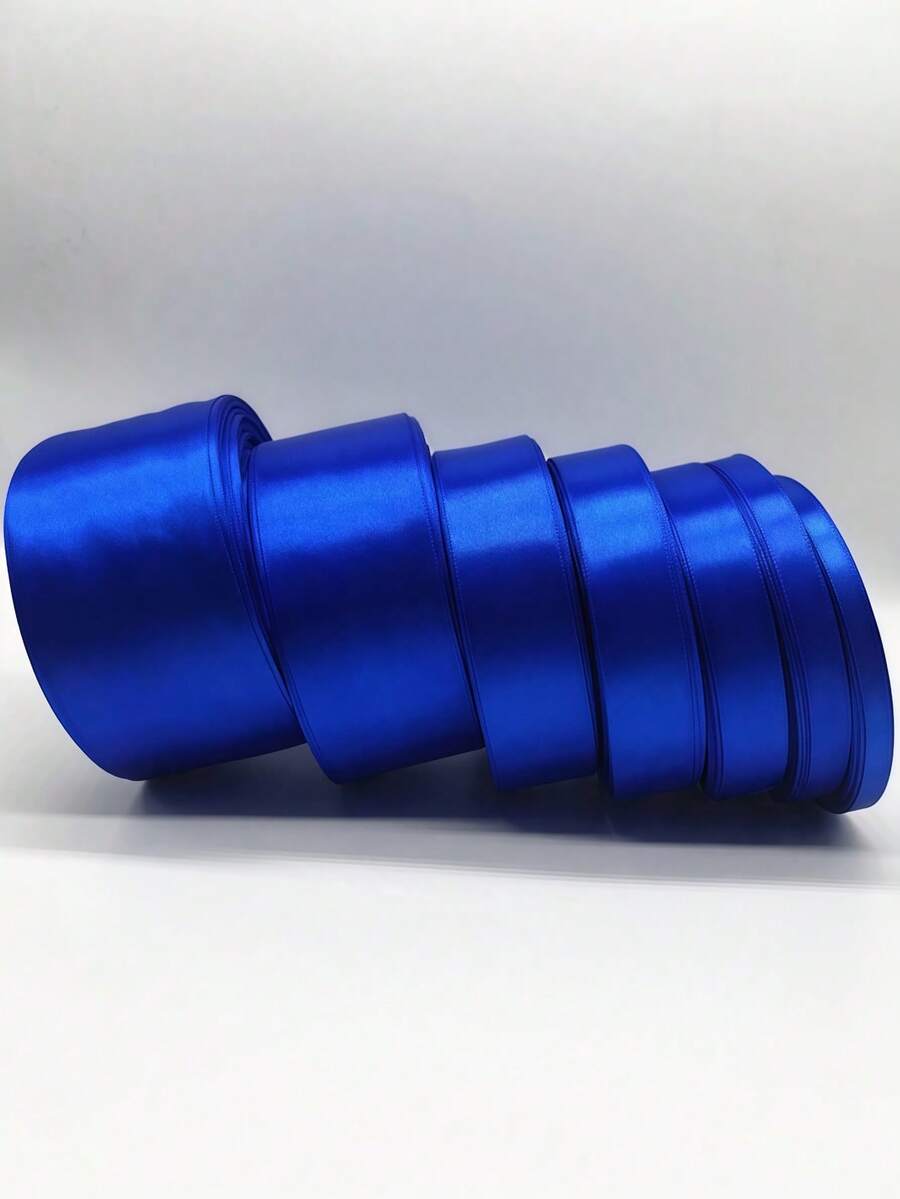 1 rollo de cinta de satén para hacer lazos hechos a mano, decoraciones de boda, envoltura de regalos, manualidades DIY, arreglos florales, suministros para fiestas en múltiples colores y anchos - azul real - Ver 1
