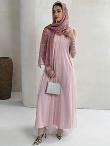 Yasmyna Women's Off-Shoulder Flowy Chiffon Patchwork Casual Party Dress - Pink - View 4