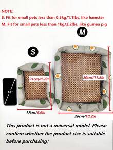 1pc S/M Fruit Print Canvas Durable Scratch-Resistant Hamster Nest Mat, Not Machine Washable, Suitable For Small Pets Squirrel Chinchilla Sleeping Bed, All Season - Multicolor - View 3