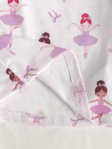 SHEIN Playful Pals 4pcs/Set Baby Girl Casual Daily All-Match Versatile Tee , Soft & Skin-Friendly Material, Great Value Multi-Piece Set - Mauve Purple - View 7