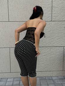 SHEIN EZwear 大码女士性感蕾丝连体衣，时尚百搭，适合秋冬春季穿着 - 黑色 - 查看 2