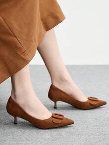 CUCCOO BIZCHIC 女士尖头搭扣设计时尚优雅高跟鞋 - 棕色 - 查看 5