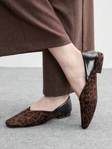 CUCCOO BIZCHIC 女士时尚通勤豹纹拼接平底鞋 - 豹棕色 - 查看 3