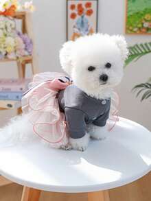 PETSIN 1件宠物服装，小型犬猫通用服装，宠物公主风连衣裙，蓬松网纱连衣裙带蝴蝶结装饰 - 彩色 - 查看 14