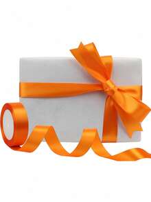 1 rollo de cinta de satén para hacer lazos hechos a mano, decoraciones de boda, envoltura de regalos, manualidades DIY, arreglos florales, suministros para fiestas en múltiples colores y anchos - Naranja - Ver 4