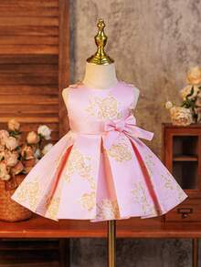 Glamorique Kids Young Girls Flower Bridesmaid Dress, Wedding, Suitable For Formal Occasions, Piano Performance, Birthday Party, Summer Pink Cute Elegant - Pink - View 2