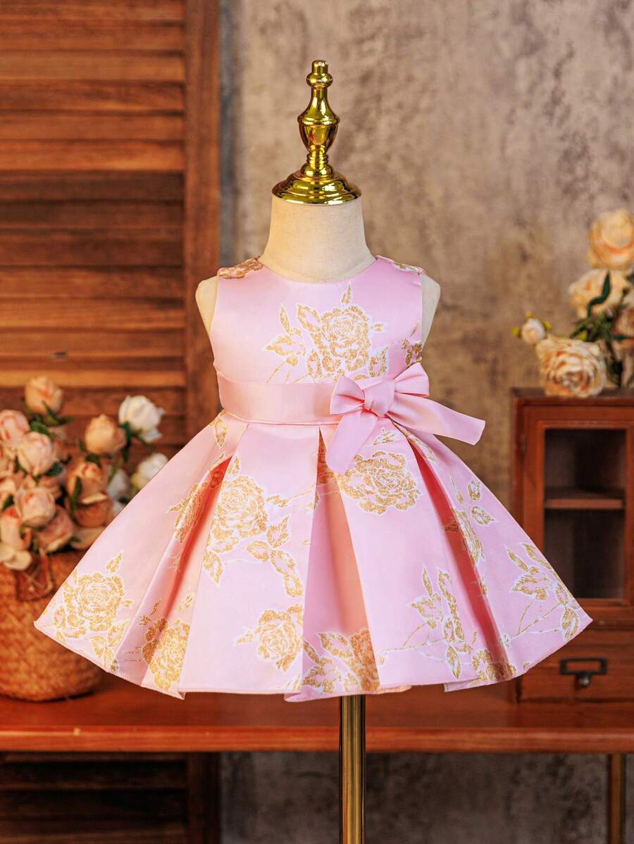 Glamorique Kids Young Girls Flower Bridesmaid Dress, Wedding, Suitable For Formal Occasions, Piano Performance, Birthday Party, Summer Pink Cute Elegant