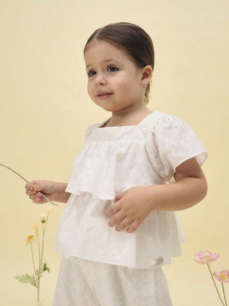 ブロデリー・アングレーズ フリル タンクトップ＆パンツセット