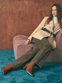 Rosivie 女士时尚百搭尖头高跟踝靴 - 卡其色 - 查看 9