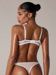 SHEIN BAE 2pcs/Set Romantic White Burning Flower & Maple Leaf Sexy Lingerie Set - White - View 2