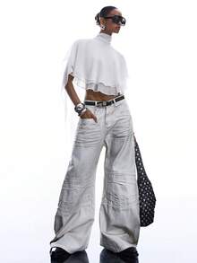 LYSMO Áo kiểu nữ mùa xuân/hè mới, không tay, vạt áo bất đối xứng, thắt nơ trắng. - Màu be - Xem 3