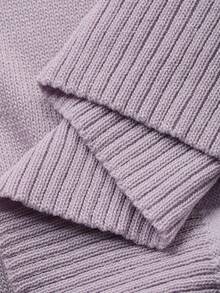 Dazy Plus 紫色撞色蕾丝优雅修身短袖针织上衣 - 淡紫色 - 查看 3