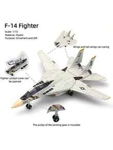 1 Piece, F14 SU57 F22 B2 SU25 A10 Fighter Jet And Bomber Aircraft Model, Miniature Scale Model, Plastic Building Block Airplane Model, Collectible Creative Gift, Suitable For Age 14+