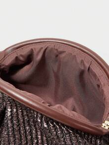 MOTF 女士褶皱草编手拿包 - 咖啡 - 查看 4